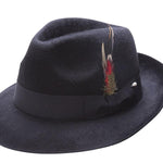 Black Fur-Felt Pinch Fedora Hat H48