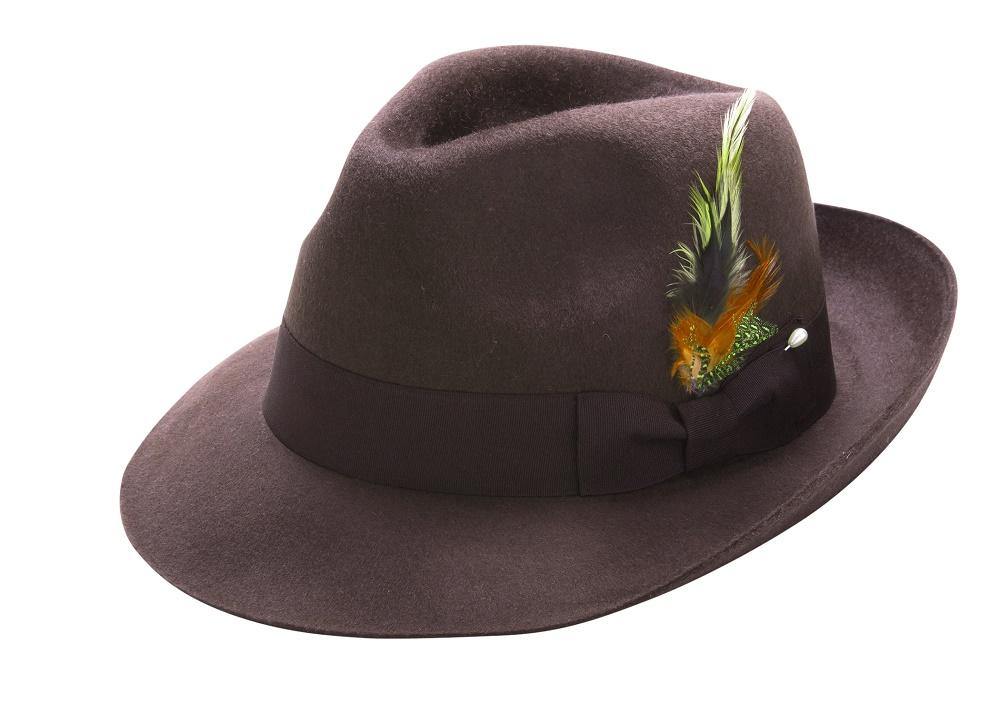 Brown Fur-Felt Pinch Fedora Hat H48 - Suits & More