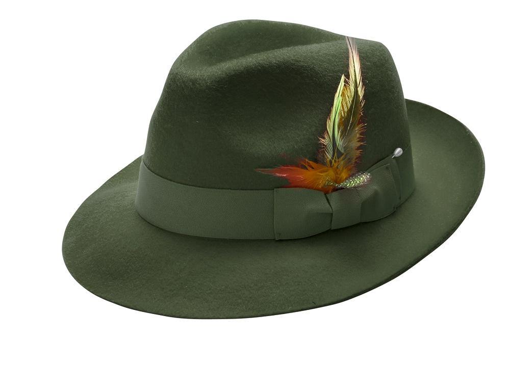 Green Fur-Felt Pinch Fedora Hat H48 - Suits & More