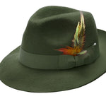 Modique Collection: Green Fur-Felt Pinch Fedora Hat