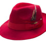 Modique Collection: Red Fur-Felt Pinch Fedora Hat