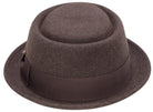 Montique Men's Brown Soft Rabbit Wool Snap Brim Pork Pie Teardrop Dent Hat H52 - Suits & More