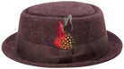 Montique Men's Heather Brown Soft Rabbit Wool Snap Brim Pork Pie Teardrop Dent Hat H52 - Suits & More