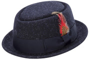 Prestique Collection: Men's Navy Soft Rabbit Wool Snap Brim Pork Pie Teardrop Dent Hat