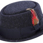 Montique Men's Navy Soft Rabbit Wool Snap Brim Pork Pie Teardrop Dent Hat H52