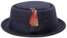 Montique Men's Navy Soft Rabbit Wool Snap Brim Pork Pie Teardrop Dent Hat H52 - Suits & More