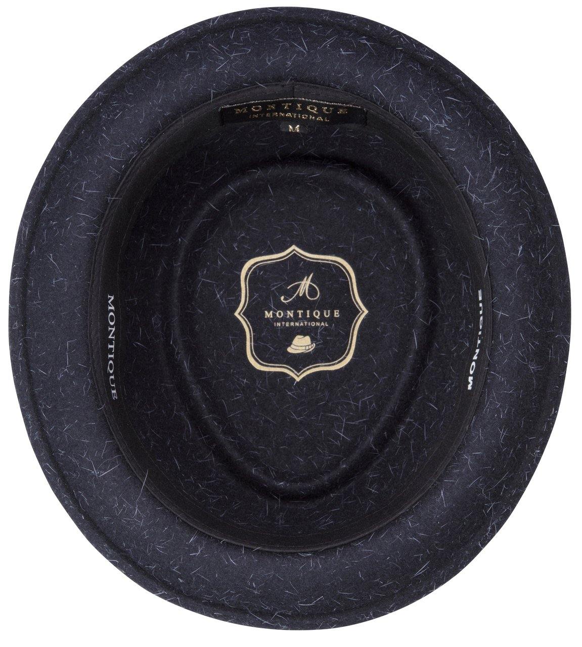 Montique Men's Navy Soft Rabbit Wool Snap Brim Pork Pie Teardrop Dent Hat H52 - Suits & More