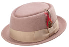 Montique Men's Tan Soft Rabbit Wool Snap Brim Pork Pie Teardrop Dent Hat H52 - Suits & More