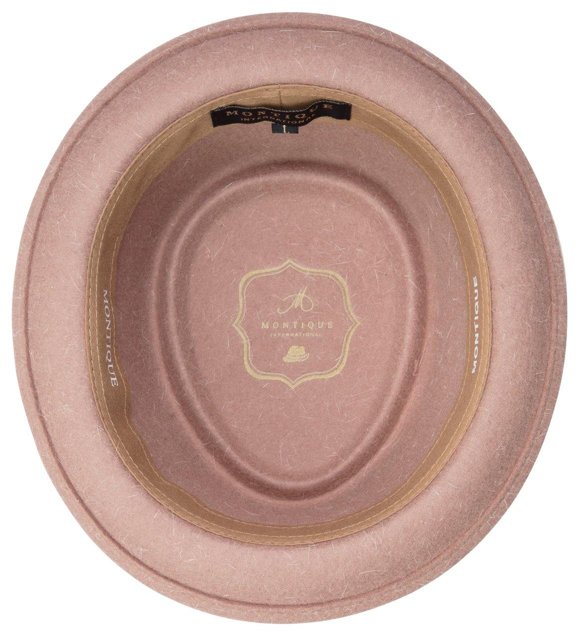 Montique Men's Tan Soft Rabbit Wool Snap Brim Pork Pie Teardrop Dent Hat H52 - Suits & More