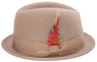 Montique Men's Camel Center Crease Stingy Snap Brim Hard Felt Fedora Hat H53 - Suits & More