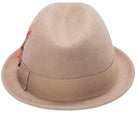 Montique Men's Camel Center Crease Stingy Snap Brim Hard Felt Fedora Hat H53 - Suits & More