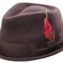 Montique Men's Brown Bogart Stingy Brim Fine Wool Felt Teardrop Dent Hat H-54