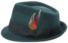 angled view of hunter green bogart hat