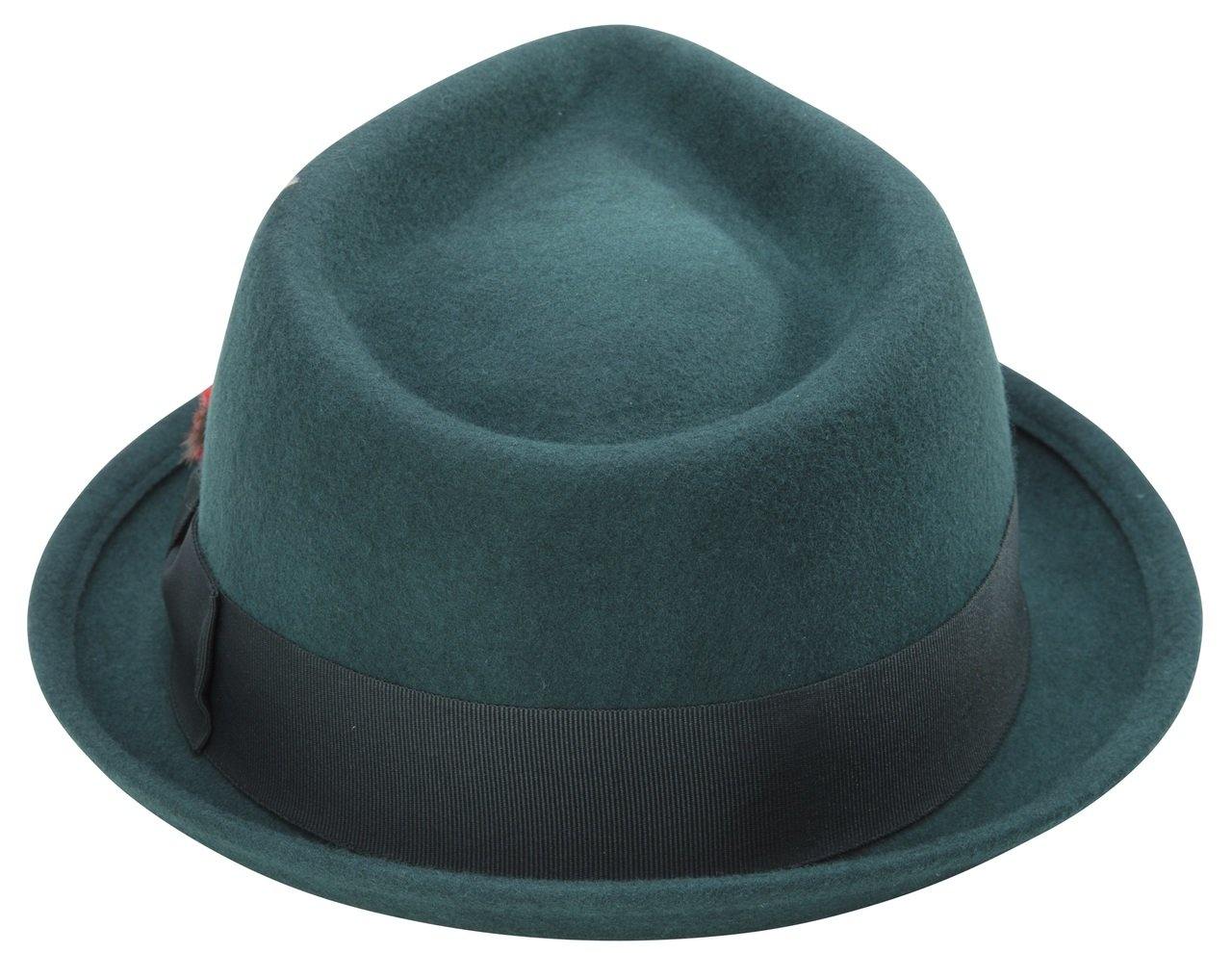 top view of hunter green teardrop dent hat
