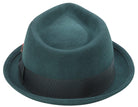top view of hunter green teardrop dent hat