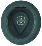 interior view of hunter green wool felt hat