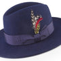 Montique Men's Navy Center Crease Wide Flat Brim 2 7/8 Wool Felt Hat H61