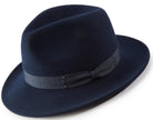 navy wool felt wide brim fedora hat