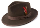 Montique Brown Color Varifelt 2 1/3" Inch Wide Brim Wool Felt Hat H-72 - Suits & More