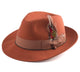 Manta Collection: Montique Men's Cognac Fedora Snap Brim Soft Fine Felt Pinch Hat
