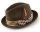 Merdano Collection: Montique Men's Olive Fedora Snap Brim Felt Hat - FINAL SALE Size Medium