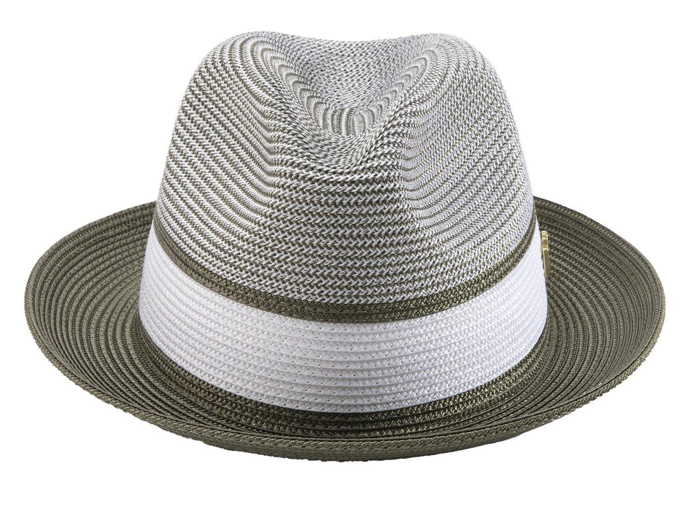 Montique Olive Two Tone Braided Pinch Fedora Hat H-22 - Suits & More