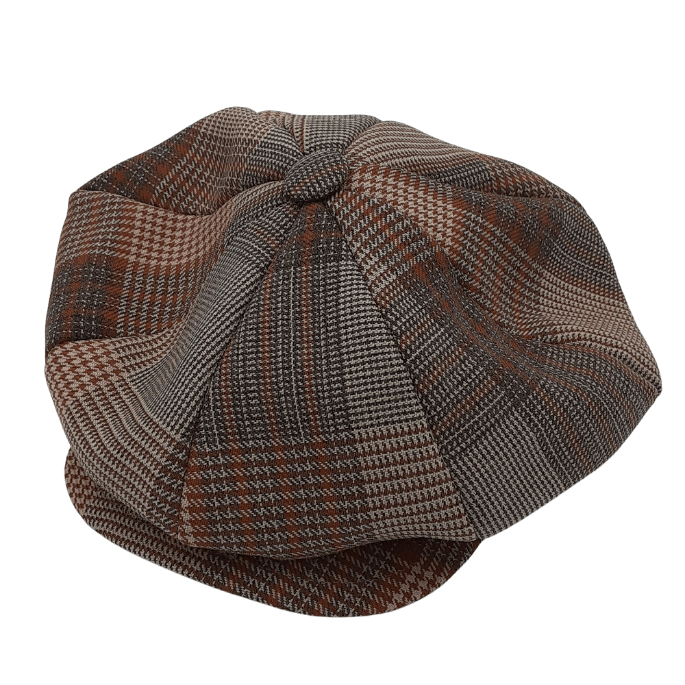 Montique Glen Plaid Newsboy Cap in Brown - H29 - Suits & More