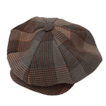 Montique Glen Plaid Newsboy Cap in Brown - H29