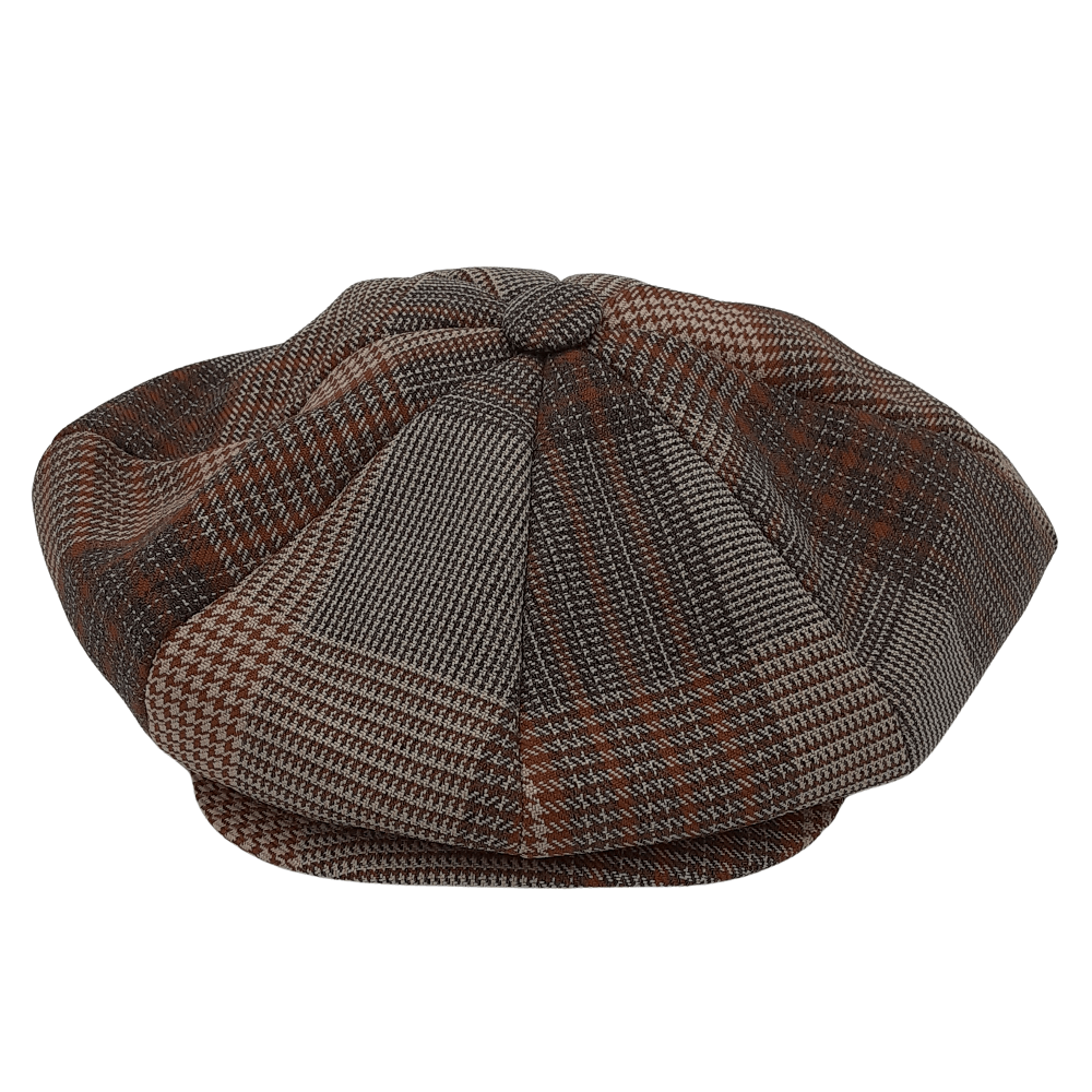 Montique Glen Plaid Newsboy Cap in Brown - H29 - Suits & More