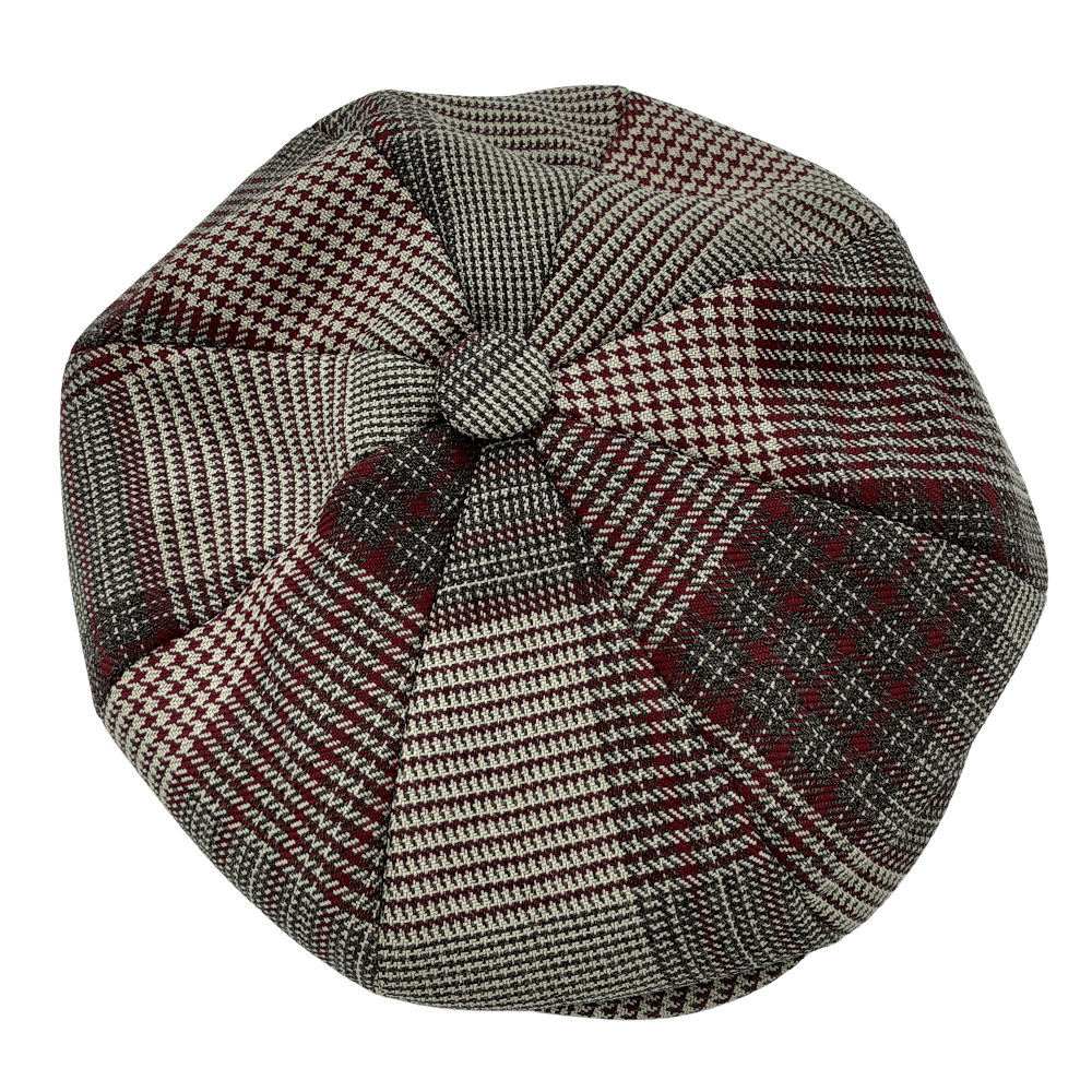 Montique Glen Plaid Newsboy Cap in Wine - H29 - Suits & More