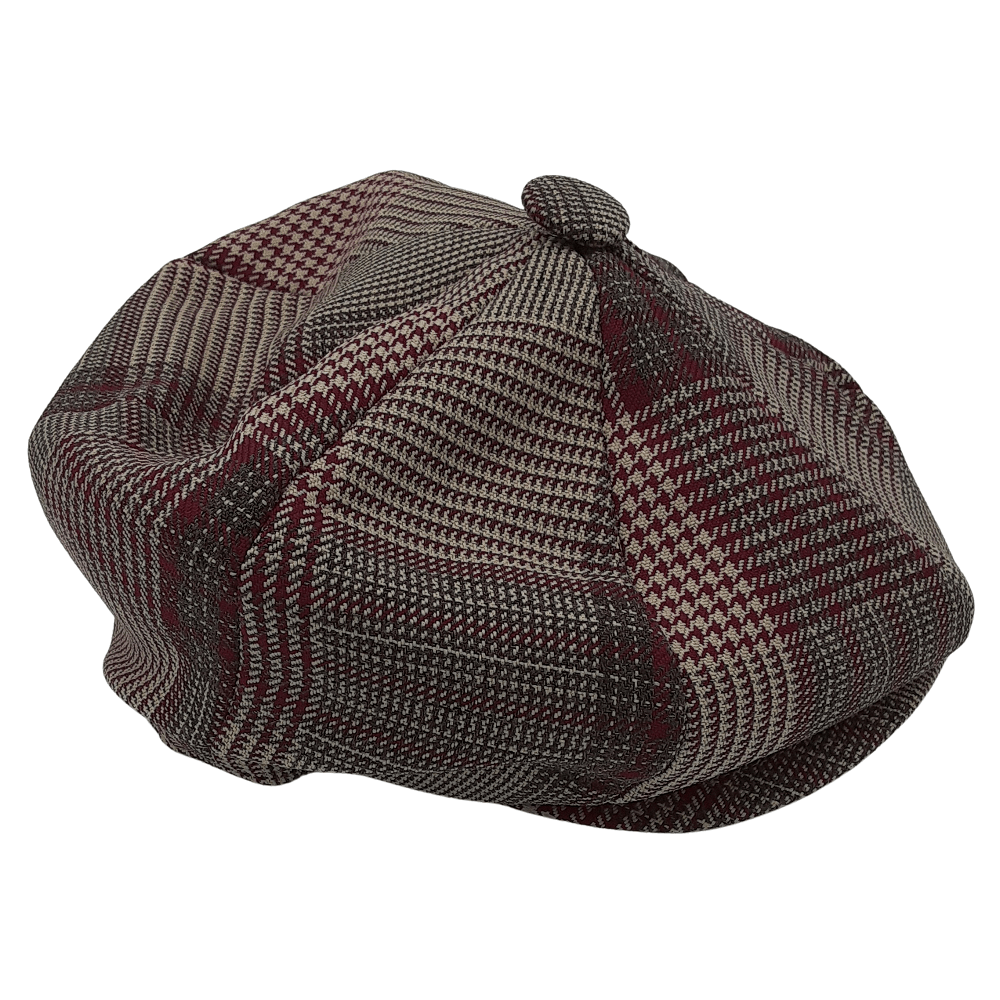 Montique Glen Plaid Newsboy Cap in Wine - H29 - Suits & More