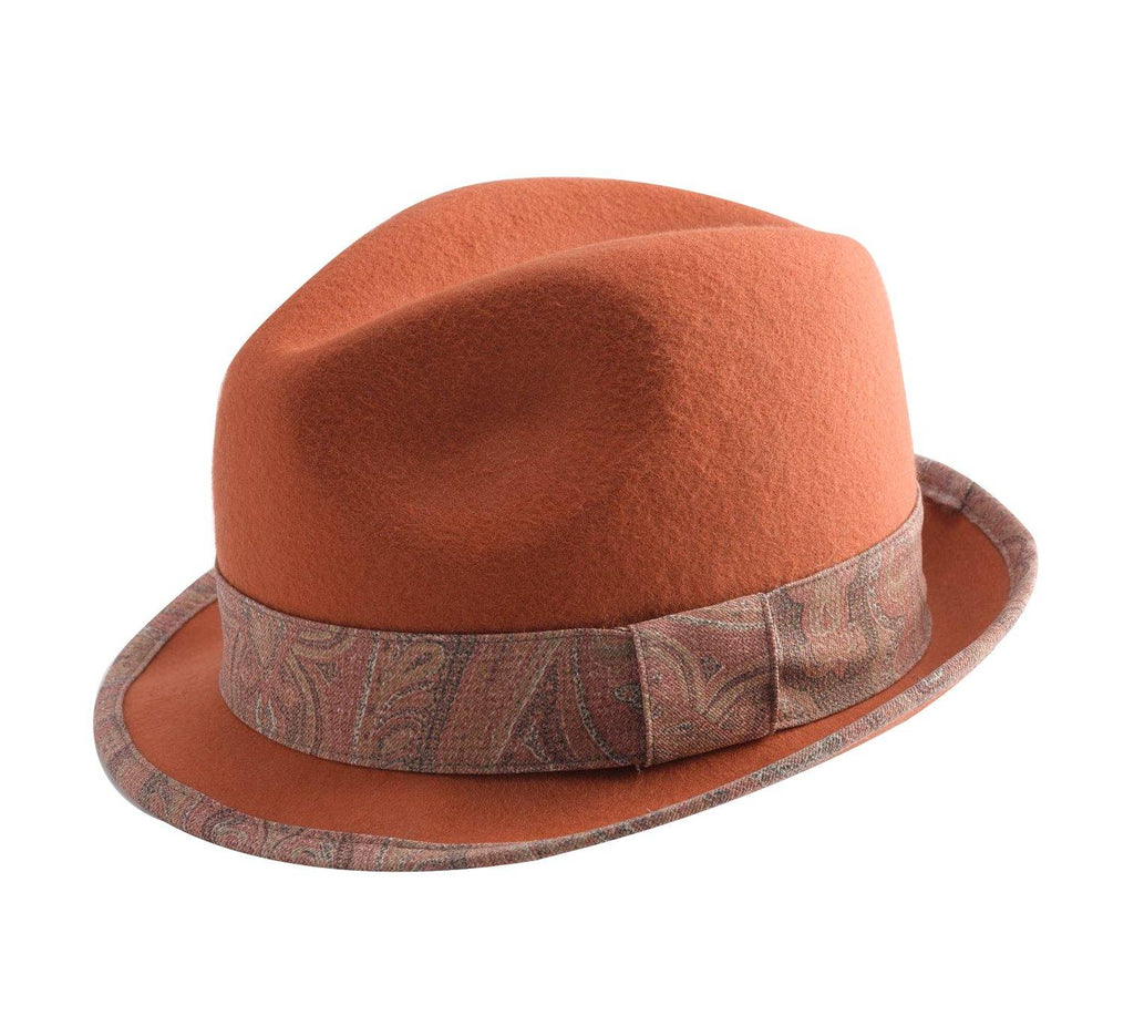 Montique Men's Rust Fedora Stingy Brim Felt Hat H35 Rust - Suits & More