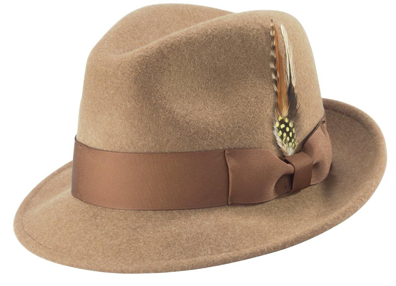 Montique Men's Tan Pinch Crushable Litefelt Snap Brim Hat H37 - Suits & More