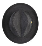 Men's Braided Wide Brim Pinch Fedora Matching Grosgrain Ribbon Hat in Black H-42 - Suits & More
