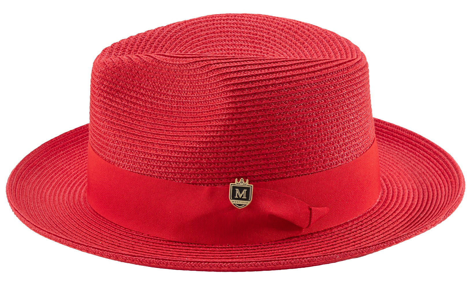 Red Braided Wide Brim Pinch Fedora Matching Grosgrain Ribbon Hat H42 ...