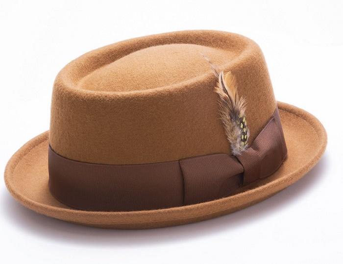 Montique Men's Bronze Lite Felt Stingy Brim Pork Pie Felt Hat H44 - Suits & More