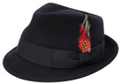 Montique Men's Black Bogart Stingy Brim Fine Wool Felt Teardrop Dent Hat H-54 - Suits & More