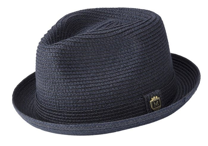 Montique Navy Toyo Braided Snap Short Brim Hat