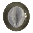 Men's Braided Two Tone Stingy Brim Pinch Fedora Hat in Olive H-68 - Suits & More