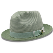 Rubique Collection: Montique Men's Braided Two Tone Stingy Brim Pinch Fedora Hat in Apple