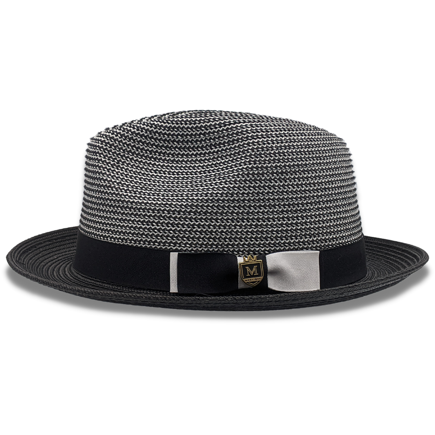 Men's Braided Two Tone Stingy Brim Pinch Fedora Hat in Black H68 ...