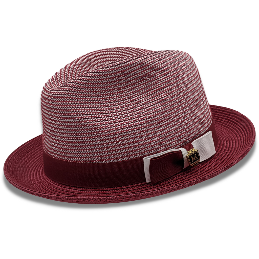 Stingy Brim Pinch Fedora Hat in Burgundy H68