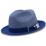 Rubique Collection: Men's Braided Two Tone Stingy Brim Pinch Fedora Hat in Royal