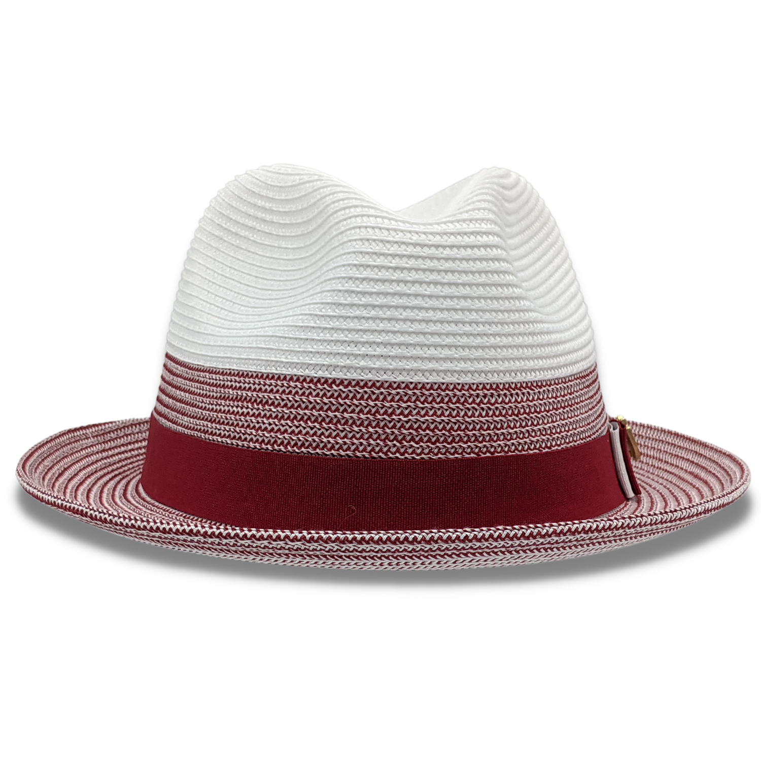 Two Tone Braided Stingy Brim Pinch Fedora Hat in Red H69 – Suits & More