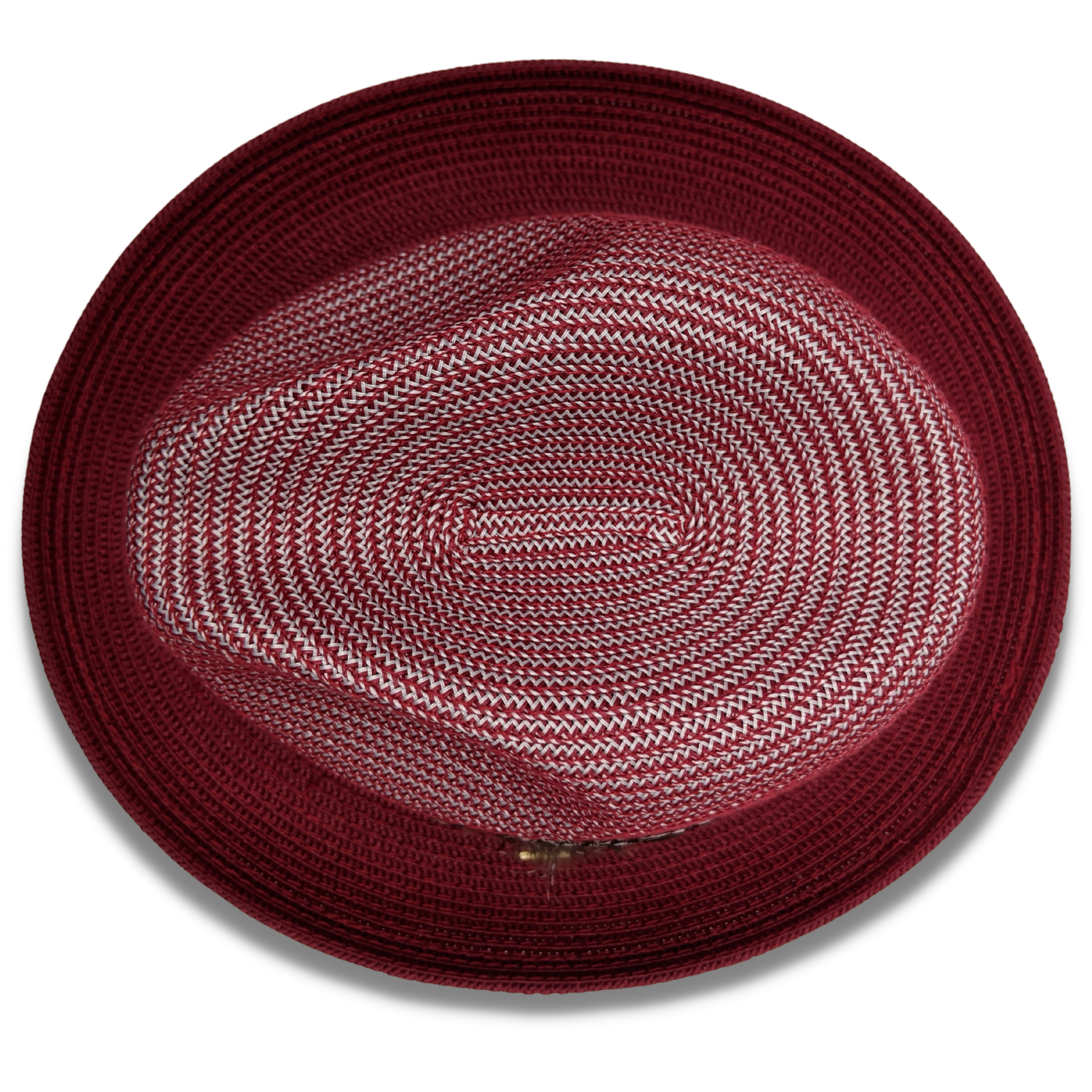 Men's Braided Two Tone Stingy Brim Pinch Fedora Hat in Cranberry 