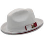 White Stingy Brim Red Bottom Braided Pinch Fedora Hat H77