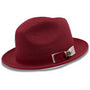 Innovique Collection: Cranberry White Bottom Braided Stingy Brim Pinch Fedora Hat