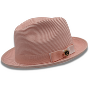 Innovique Collection: Peach White Bottom Braided Stingy Brim Pinch Fedora Hat