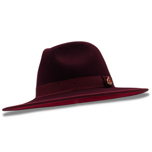 Modernique Collection: Montique Burgundy 3 1/8" Brim Red Bottom Wool Felt Dress Hat