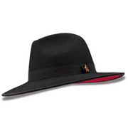 Modernique Collection: Montique Black 3 1/8" Brim Red Bottom Wool Felt Dress Hat